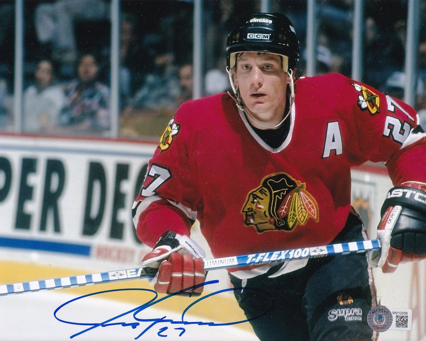 JEREMY ROENICK Blackhawks Inscribed suede Signed Autographed