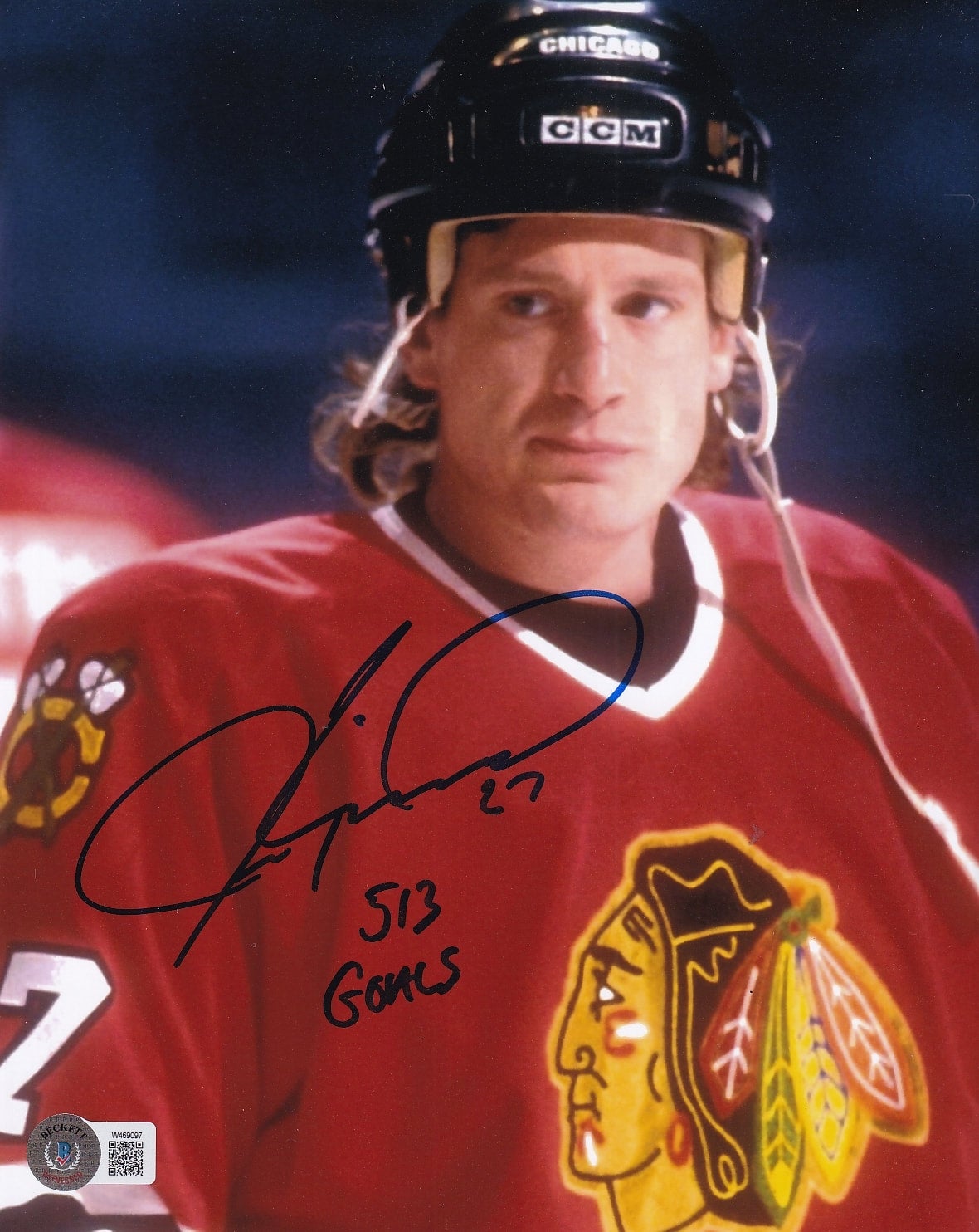 ED BELFOUR & JEREMY ROENICK Dual Signed 8x10 Photo Chicago